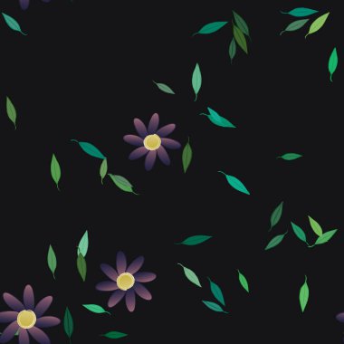 Çiçeklerin çiçek ve yapraklarla gösterimi, düz arkaplanda dijital duvar kağıdı