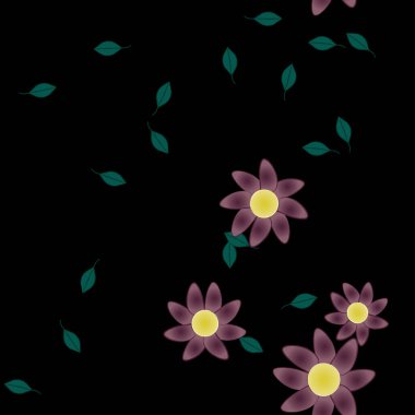 soyut çiçekler ve yapraklar, çiçekler duvar kağıtları, vektör illüstrasyonu