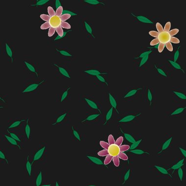 soyut çiçekler ve yapraklar, çiçekler duvar kağıtları, vektör illüstrasyonu