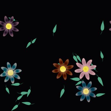 soyut çiçekler ve yapraklar, çiçekler duvar kağıtları, vektör illüstrasyonu