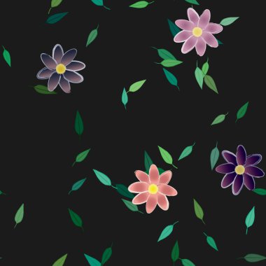 soyut çiçekler ve yapraklar, çiçekler duvar kağıtları, vektör illüstrasyonu