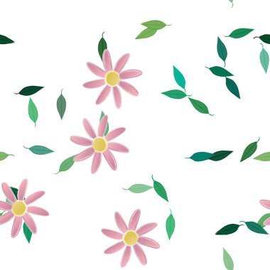 soyut çiçekler ve yapraklar, çiçekler duvar kağıtları, vektör illüstrasyonu