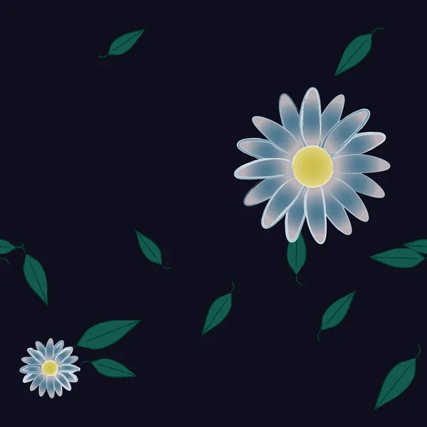 Vektor Illustration Von Schwimmenden Blumen Blüte Und Blättern Digitale Hintergrundbilder — Stockvektor