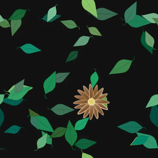 Ilustración Vectorial Flores Hojas Fondo Pantalla Digital Sobre Fondo Liso — Archivo Imágenes Vectoriales