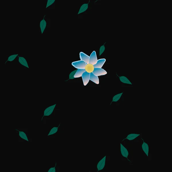 Ilustración Vectorial Flores Hojas Fondo Pantalla Digital Sobre Fondo Liso — Vector de stock