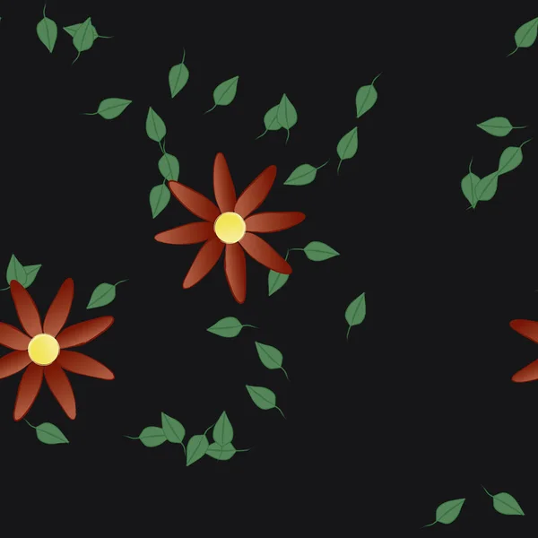 Ilustración Vectorial Flores Flotantes Flor Hojas Fondo Pantalla Digital Sobre — Archivo Imágenes Vectoriales