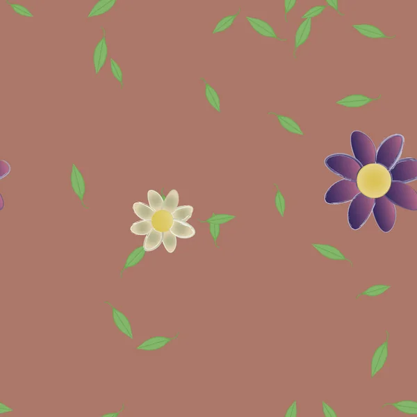 Vektor Illustration Blommor Blom Och Blad Digital Tapet Vanlig Bakgrund — Stock vektor