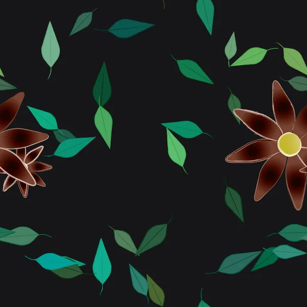 Ilustración Vectorial Flores Flotantes Flor Hojas Fondo Pantalla Digital Sobre — Vector de stock