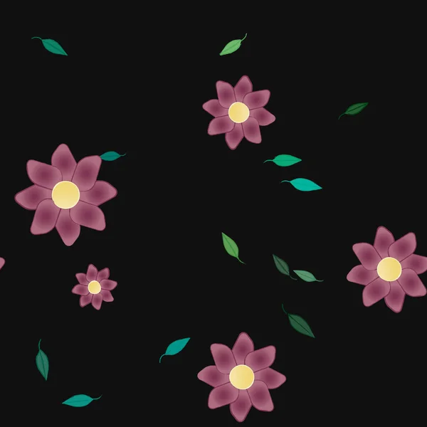 Vektor Illustration Blommor Blom Och Blad Digital Tapet Vanlig Bakgrund — Stock vektor