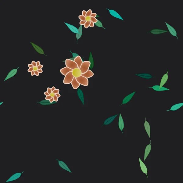 Ilustración Vectorial Flores Hojas Fondo Pantalla Digital Sobre Fondo Liso — Vector de stock