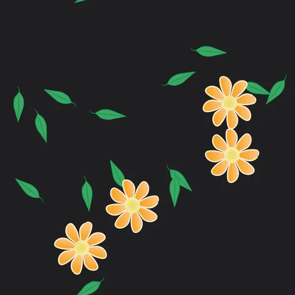 Ilustración Vectorial Flores Flotantes Flor Hojas Fondo Pantalla Digital Sobre — Vector de stock