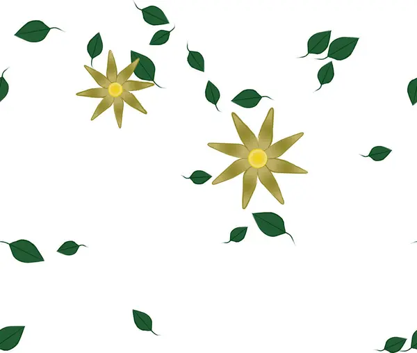 Vector Illustration Floating Flowers Bloom Leaves Digital Wallpaper Plain Background — Stock Vector