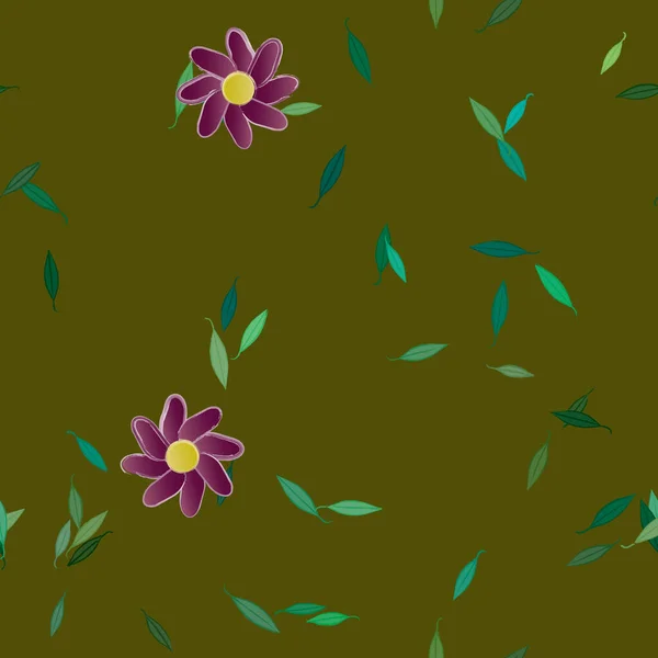 Illustration Vectorielle Fleurs Flottantes Fleurs Feuilles Papier Peint Numérique Sur — Image vectorielle