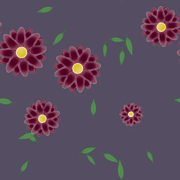 Illustration Vectorielle Fleurs Feuilles Papier Peint Numérique Sur Fond Uni — Image vectorielle