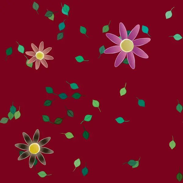 Ilustración Vectorial Flores Hojas Fondo Pantalla Digital Sobre Fondo Liso — Vector de stock