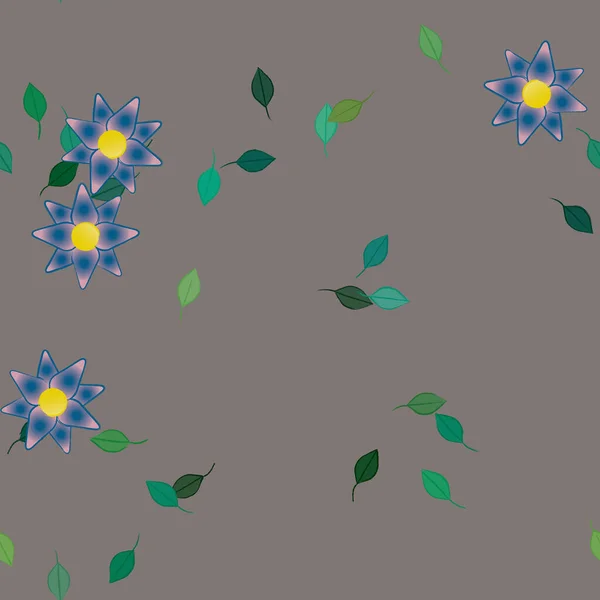 Flores Con Hojas Fondo Sin Costuras Ilustración Vectorial — Vector de stock