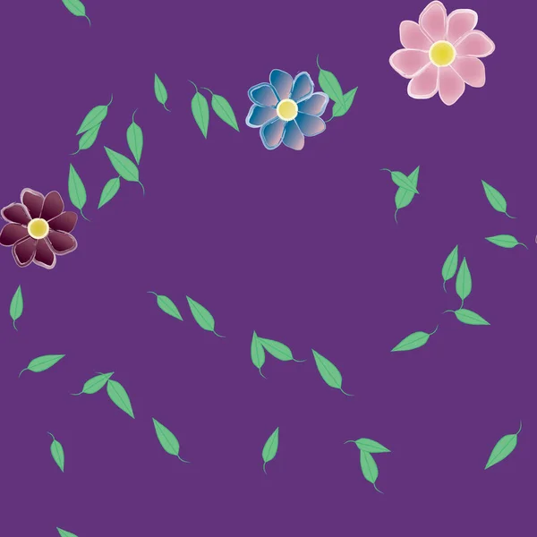 Flores Con Hojas Fondo Sin Costuras Ilustración Vectorial — Vector de stock