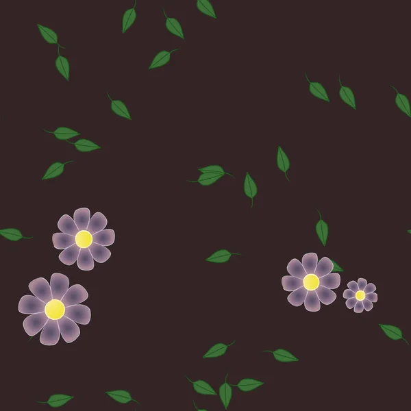 Flores Con Hojas Fondo Sin Costuras Ilustración Vectorial — Vector de stock