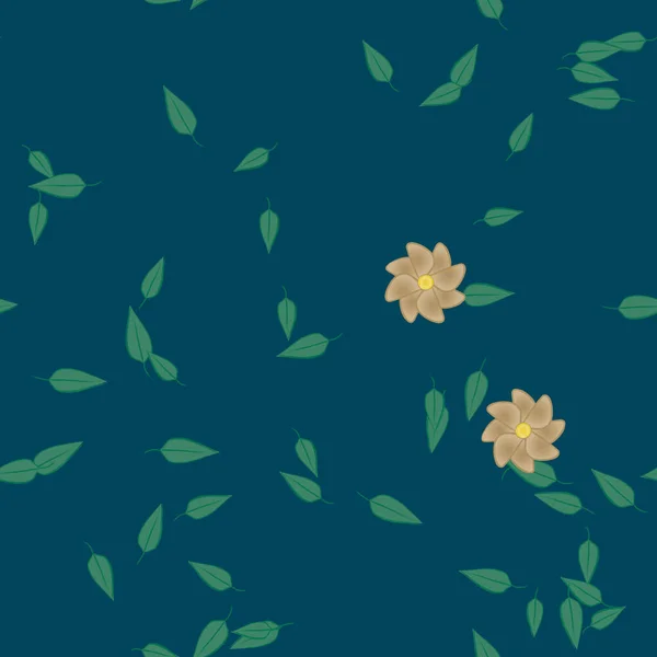 Flores Con Hojas Fondo Sin Costuras Ilustración Vectorial — Archivo Imágenes Vectoriales