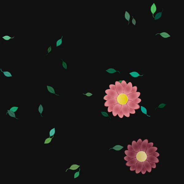 Flores Con Hojas Fondo Sin Costuras Ilustración Vectorial — Vector de stock