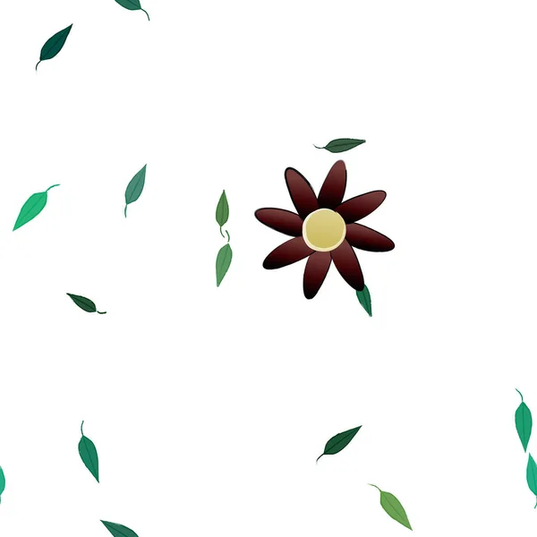 Flores Con Hojas Fondo Sin Costuras Ilustración Vectorial — Vector de stock