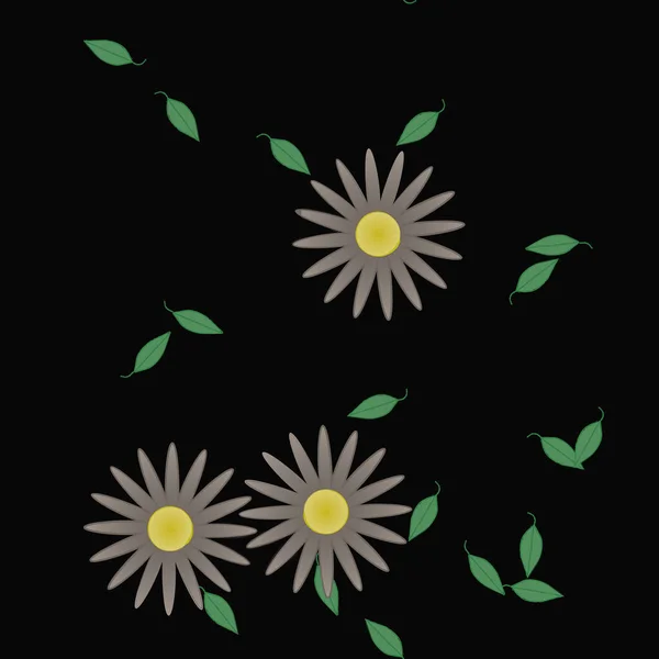 Bloemen Met Bladeren Naadloze Achtergrond Vector Illustratie — Stockvector