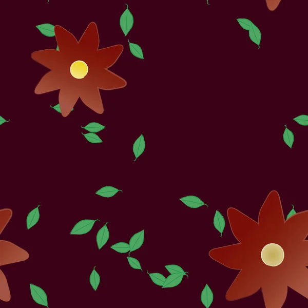 Fleurs Avec Feuilles Fond Sans Couture Illustration Vectorielle — Image vectorielle