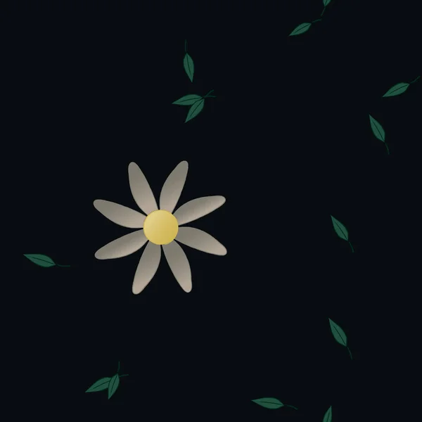 Flores Con Hojas Fondo Sin Costuras Ilustración Vectorial — Vector de stock