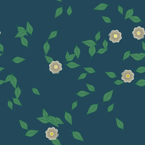 Flores Con Hojas Fondo Sin Costuras Ilustración Vectorial — Vector de stock