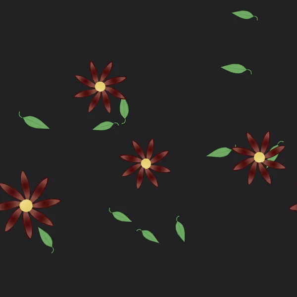 Flores Con Hojas Fondo Sin Costuras Ilustración Vectorial — Vector de stock