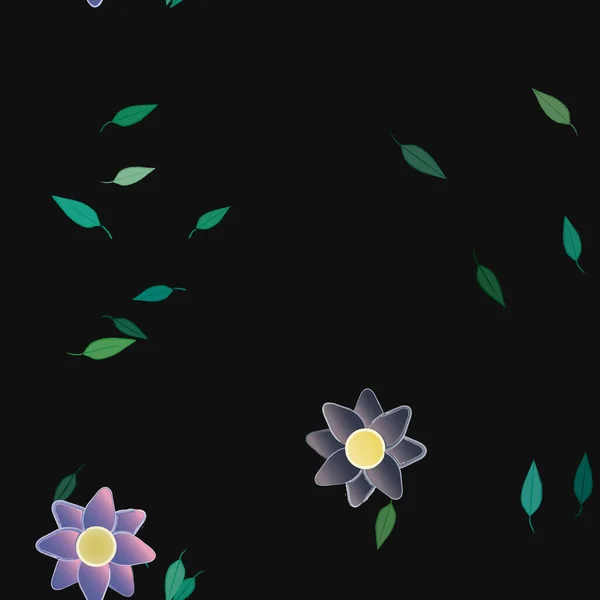 Fleurs Avec Feuilles Fond Sans Couture Illustration Vectorielle — Image vectorielle