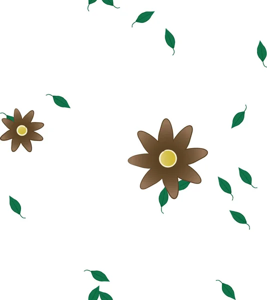 Fleurs Avec Feuilles Fond Sans Couture Illustration Vectorielle — Image vectorielle