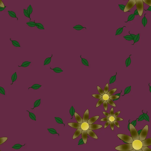 Fleurs Avec Feuilles Fond Sans Couture Illustration Vectorielle — Image vectorielle