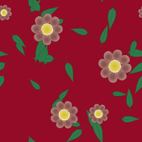 Flores Con Hojas Fondo Sin Costuras Ilustración Vectorial — Vector de stock