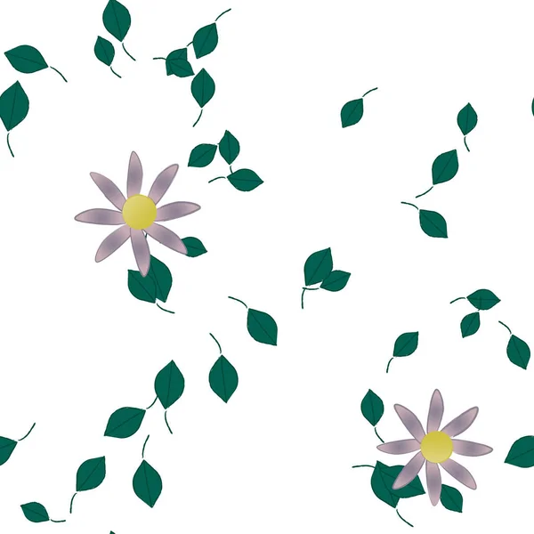 Blumen Mit Blättern Nahtloser Hintergrund Vektorillustration — Stockvektor