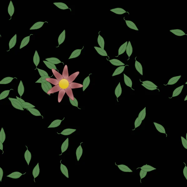 Fleurs Avec Feuilles Fond Sans Couture Illustration Vectorielle — Image vectorielle