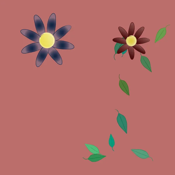 Flores Com Folhas Sem Costura Fundo Ilustração Vetorial — Vetor de Stock