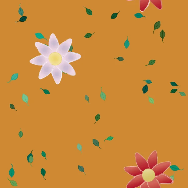 Bloemen Met Bladeren Naadloze Achtergrond Vector Illustratie — Stockvector