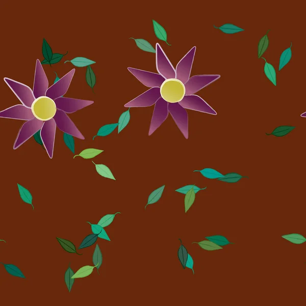 Flores Con Hojas Fondo Sin Costuras Ilustración Vectorial — Vector de stock