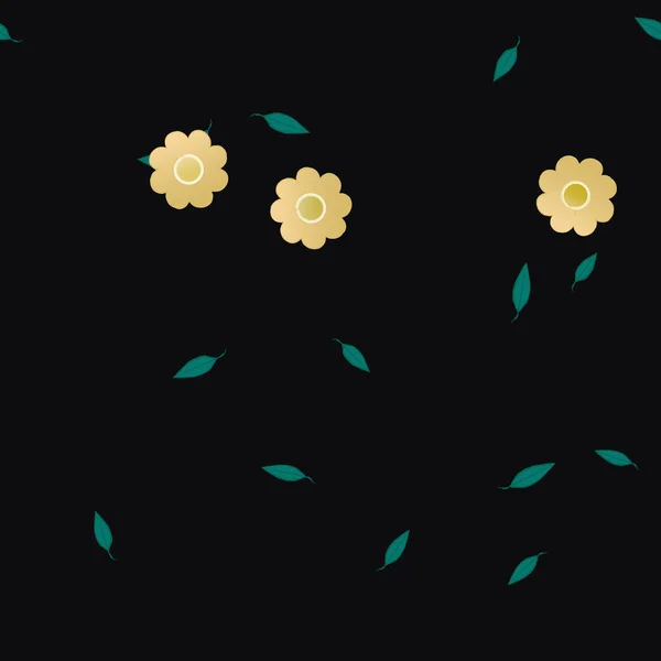 Fleurs Avec Feuilles Fond Sans Couture Illustration Vectorielle — Image vectorielle