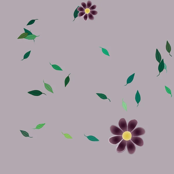 Fleurs Avec Feuilles Fond Sans Couture Illustration Vectorielle — Image vectorielle