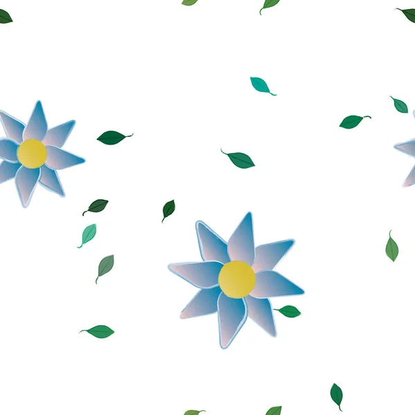 Blumen Mit Blättern Nahtloser Hintergrund Vektorillustration — Stockvektor