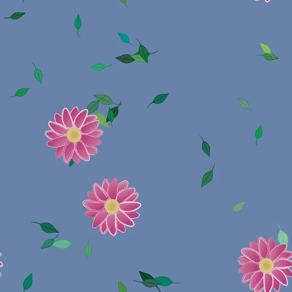 Flores Com Folhas Sem Costura Fundo Ilustração Vetorial — Vetor de Stock