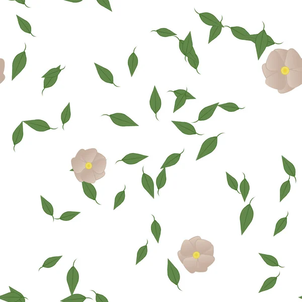 Blumen Mit Blättern Nahtloser Hintergrund Vektorillustration — Stockvektor