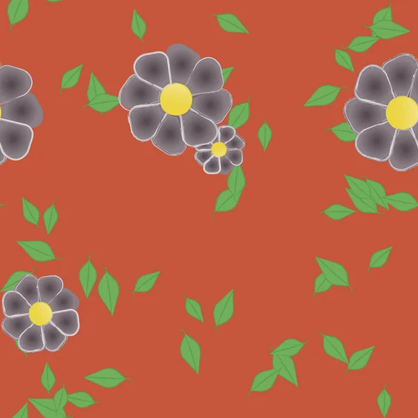 Flores Con Hojas Fondo Sin Costuras Ilustración Vectorial — Vector de stock