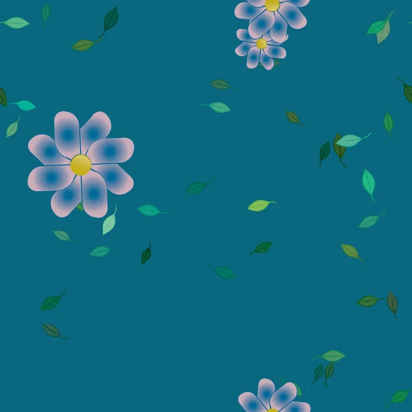 Flores Con Hojas Fondo Sin Costuras Ilustración Vectorial — Vector de stock