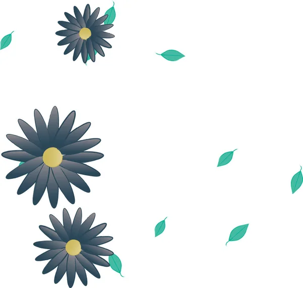 Blumen Mit Blättern Nahtloser Hintergrund Vektorillustration — Stockvektor