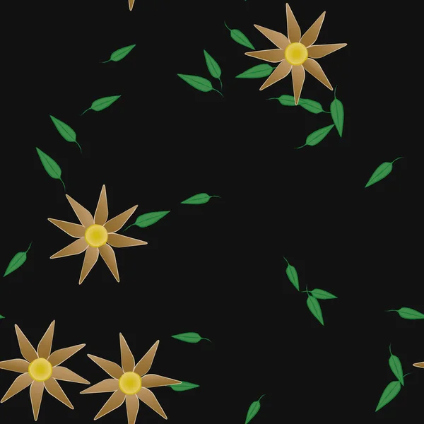 Fleurs Avec Feuilles Fond Sans Couture Illustration Vectorielle — Image vectorielle