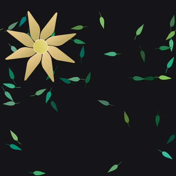 Flores Abstractas Con Hojas Verdes Patrón Sin Costura Ilustración Vectorial — Archivo Imágenes Vectoriales