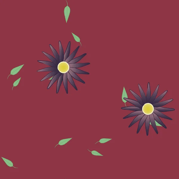 Flores Con Hojas Fondo Sin Costuras Ilustración Vectorial — Vector de stock